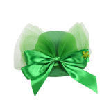 Maxbell Hat Shaped Hair Clip St Patrick's Day Barrettes Girls Teens Mesh Bow Tie