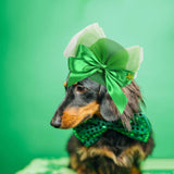 Maxbell Hat Shaped Hair Clip St Patrick's Day Barrettes Girls Teens Mesh Bow Tie