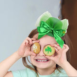 Maxbell Hat Shaped Hair Clip St Patrick's Day Barrettes Girls Teens Mesh Bow Tie