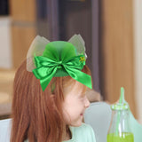 Maxbell Hat Shaped Hair Clip St Patrick's Day Barrettes Girls Teens Mesh Bow Tie