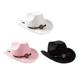 Maxbell Casual Cowboy Hat Fancy Dress Photo Props Wide Brim for Teens Fishing Travel White