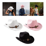 Maxbell Casual Cowboy Hat Fancy Dress Photo Props Wide Brim for Teens Fishing Travel White