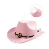 Maxbell Casual Cowboy Hat Fancy Dress Photo Props Wide Brim for Teens Fishing Travel Pink