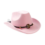 Maxbell Casual Cowboy Hat Fancy Dress Photo Props Wide Brim for Teens Fishing Travel Pink