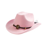 Maxbell Casual Cowboy Hat Fancy Dress Photo Props Wide Brim for Teens Fishing Travel Pink