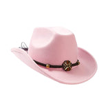 Maxbell Casual Cowboy Hat Fancy Dress Photo Props Wide Brim for Teens Fishing Travel Pink