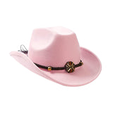 Maxbell Casual Cowboy Hat Fancy Dress Photo Props Wide Brim for Teens Fishing Travel Pink