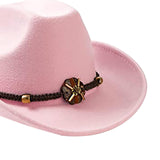 Maxbell Casual Cowboy Hat Fancy Dress Photo Props Wide Brim for Teens Fishing Travel Pink