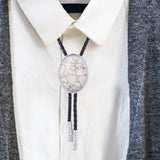 Maxbell Cowgirl Bolo Tie Necktie Adjustable with Pendant for Hoodies Anniversary White