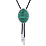 Maxbell Cowgirl Bolo Tie Necktie Adjustable with Pendant for Hoodies Anniversary Green Color Black Stripes