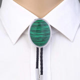 Maxbell Cowgirl Bolo Tie Necktie Adjustable with Pendant for Hoodies Anniversary Green Color Black Stripes
