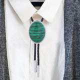 Maxbell Cowgirl Bolo Tie Necktie Adjustable with Pendant for Hoodies Anniversary Green Color Black Stripes