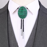 Maxbell Cowgirl Bolo Tie Necktie Adjustable with Pendant for Hoodies Anniversary Green Color Black Stripes