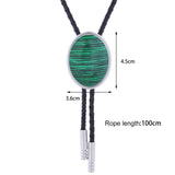 Maxbell Cowgirl Bolo Tie Necktie Adjustable with Pendant for Hoodies Anniversary Green Color Black Stripes