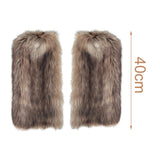 Maxbell 2Pcs Fashion Leg Warmers Boot Covers Cuff Cover Furry Costume Girls 40cm
