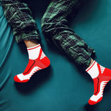 Maxbell 1 Pair Men Crew Socks Breathable Athletic Sports Ankle Socks for Football Red