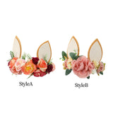 Maxbell Rabbit Ear Flower Crown Headband Easter Fancy Dress Accessory Weddings StyleA
