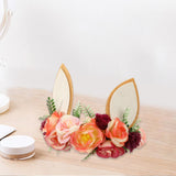 Maxbell Rabbit Ear Flower Crown Headband Easter Fancy Dress Accessory Weddings StyleA