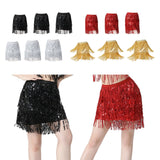 Maxbell Sequin Tassel Skirt Boho Fashion Sequins Fringe Skirt for Party Rave Women M Black