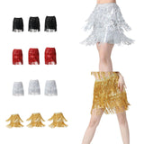 Maxbell Sequin Tassel Skirt Boho Fashion Sequins Fringe Skirt for Party Rave Women M Black