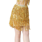 Maxbell Sequin Tassel Skirt Boho Fashion Sequins Fringe Skirt for Party Rave Women M Aureate