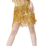 Maxbell Sequin Tassel Skirt Boho Fashion Sequins Fringe Skirt for Party Rave Women M Aureate