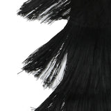 Maxbell Three Layers Tassels Latin Dance Skirt Soft Girl Dancewear for Samba Rumba Party Black XL