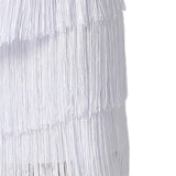 Maxbell Three Layers Tassels Latin Dance Skirt Soft Girl Dancewear for Samba Rumba Party White XL