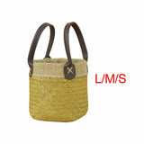 Maxbell Flower Basket Hand Woven Storage Bin for Indoor Outdoor Living Room Garden L 22cmx17cm