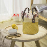 Maxbell Flower Basket Hand Woven Storage Bin for Indoor Outdoor Living Room Garden L 22cmx17cm