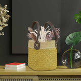 Maxbell Flower Basket Hand Woven Storage Bin for Indoor Outdoor Living Room Garden L 22cmx17cm