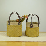 Maxbell Flower Basket Hand Woven Storage Bin for Indoor Outdoor Living Room Garden M 19cmx15cm