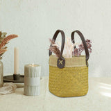Maxbell Flower Basket Hand Woven Storage Bin for Indoor Outdoor Living Room Garden M 19cmx15cm