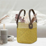 Maxbell Flower Basket Hand Woven Storage Bin for Indoor Outdoor Living Room Garden M 19cmx15cm