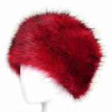 Maxbell Winter Faux Fur Hat Headwear Motorcycle Windproof Cossack Russian Ski Cap Deep Red