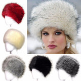 Maxbell Winter Faux Fur Hat Headwear Motorcycle Windproof Cossack Russian Ski Cap Deep Red