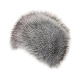 Maxbell Winter Faux Fur Hat Headwear Motorcycle Windproof Cossack Russian Ski Cap Light Gray Black