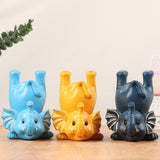 Maxbell Elephant Figurine Glasses Holder Storage Organizer for Desk Living Room Light Yellow