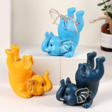 Maxbell Elephant Figurine Glasses Holder Storage Organizer for Desk Living Room Light Yellow