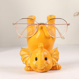 Maxbell Elephant Figurine Glasses Holder Storage Organizer for Desk Living Room Light Yellow