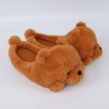 Maxbell Cartoon Plush Bear Slippers Anti Slip Autumn Winter Indoor Slippers Slide On Brown