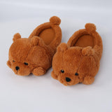 Maxbell Cartoon Plush Bear Slippers Anti Slip Autumn Winter Indoor Slippers Slide On Brown