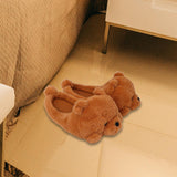 Maxbell Cartoon Plush Bear Slippers Anti Slip Autumn Winter Indoor Slippers Slide On Brown