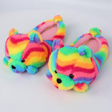 Maxbell Cartoon Plush Bear Slippers Anti Slip Autumn Winter Indoor Slippers Slide On Colorful