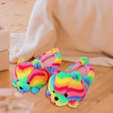 Maxbell Cartoon Plush Bear Slippers Anti Slip Autumn Winter Indoor Slippers Slide On Colorful