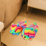 Maxbell Cartoon Plush Bear Slippers Anti Slip Autumn Winter Indoor Slippers Slide On Colorful