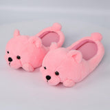 Maxbell Cartoon Plush Bear Slippers Anti Slip Autumn Winter Indoor Slippers Slide On Pink