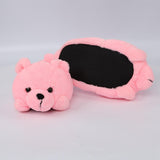 Maxbell Cartoon Plush Bear Slippers Anti Slip Autumn Winter Indoor Slippers Slide On Pink