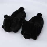 Maxbell Cartoon Plush Bear Slippers Anti Slip Autumn Winter Indoor Slippers Slide On Black