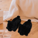 Maxbell Cartoon Plush Bear Slippers Anti Slip Autumn Winter Indoor Slippers Slide On Black